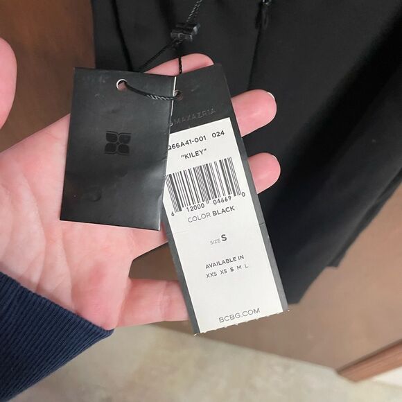 NWT BCBG Max Azaria Kiley Black Tuxedo Stripe Halter Mini Dress Size Small - Picture 10 of 10